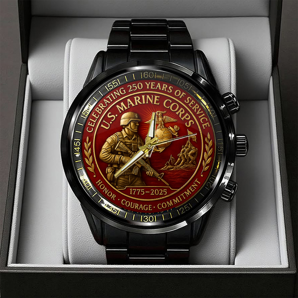 United States Marine Corps Black Stainless Steel Watch TANTN15979 mk1