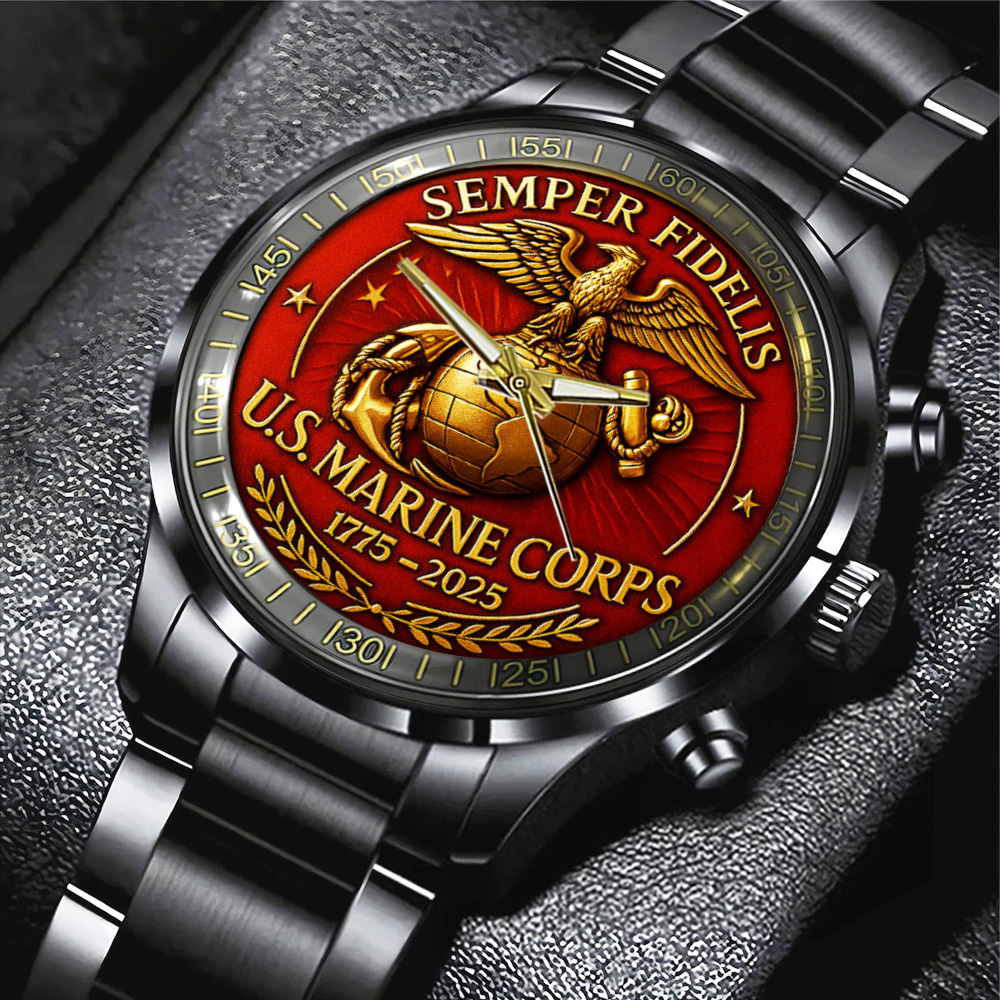 Us Marine Corps Black Stainless Steel Watch MAITM12579
