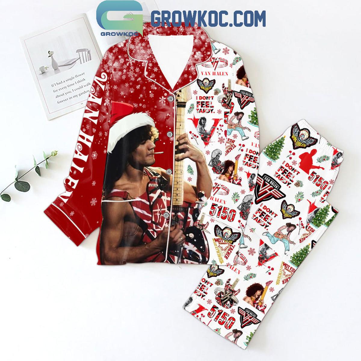 Van Hallen I Dont Feel Tardy Merry Christmas Polyester Pajamas Set 1 5Thby