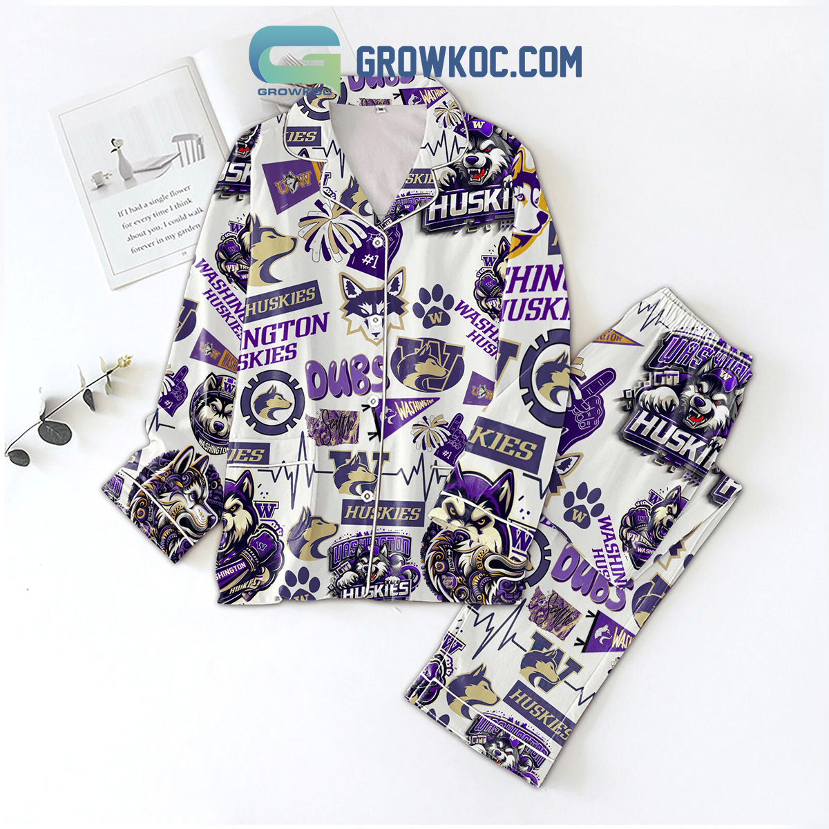 Washington Huskies Dubs Champs Polyester Pajamas Set2B1 ZyyPO