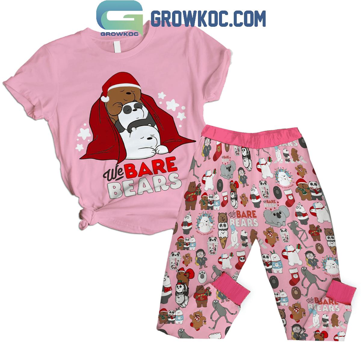We Bare Bear ItE28099s A Christmas 2024 Fleece Pajamas Set Pink Version 1 TzwhK