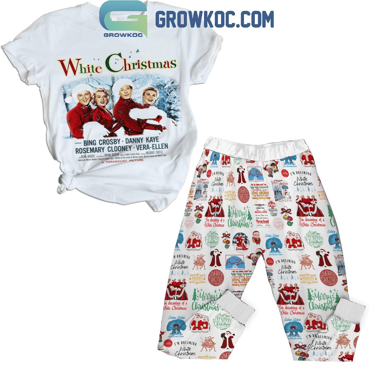 White Christmas Bing Crosby Danny Kaye Rosemary Clooney Vera Ellen Fleece Pajamas Set 1 SpQn1