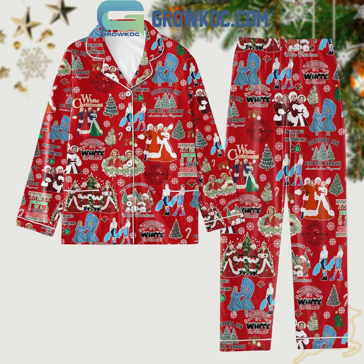 White Christmas Columbia Inn Pine Tree Vermont Polyester Pajamas Set 1 Vpcbf