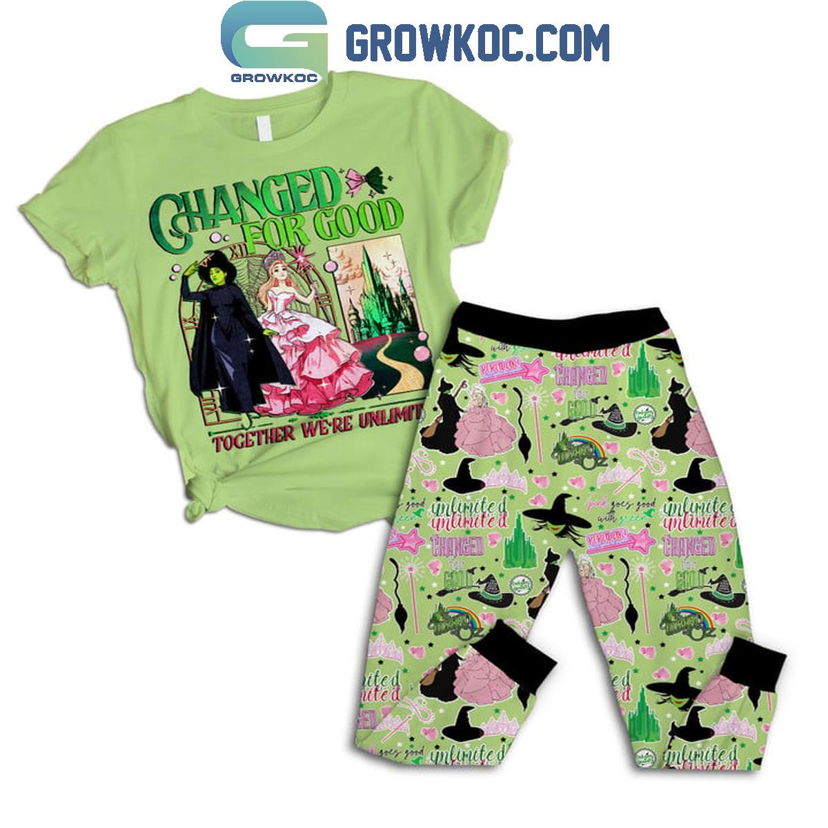 Wicked Changed For Good Together Were Unlimited Green Fleece Pajamas Set 1 0OxHF
