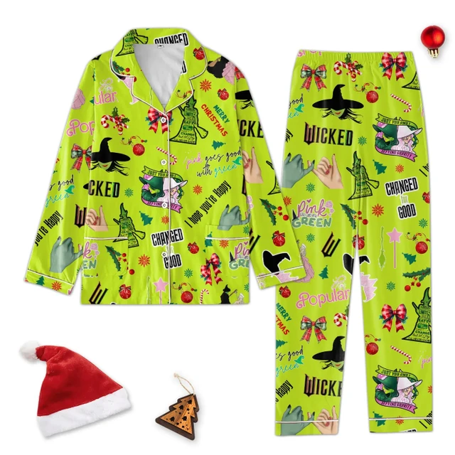 Wicked2BChanged2BFor2BGood2BChristmas2BGreen2BPolyester2BPajamas2BSet2B1 1wL1A