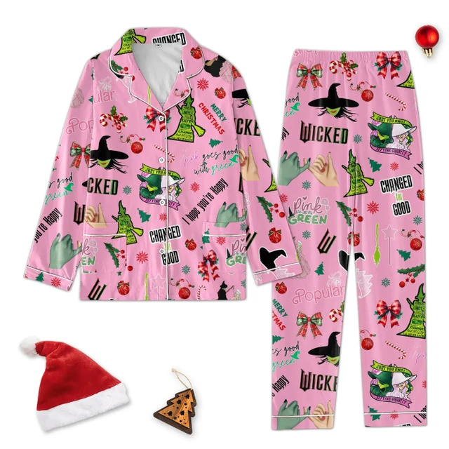 Wicked2BChanged2BFor2BGood2BChristmas2BPolyester2BPajamas2BSet2BPink2B1 YQKXB