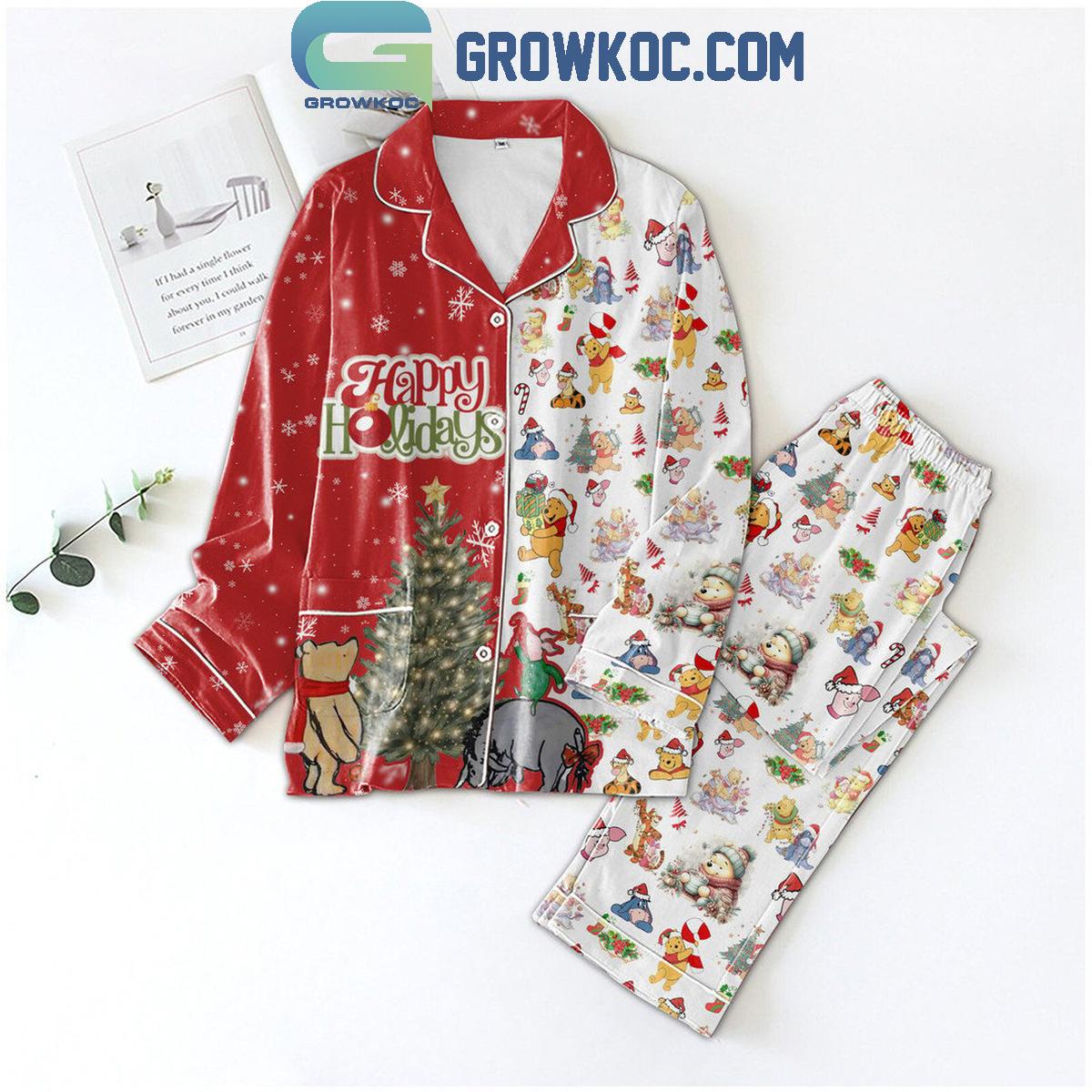 Winnie The Pooh Christmas Time Happy Holiday Polyester Pajamas Set 1 ktQSf