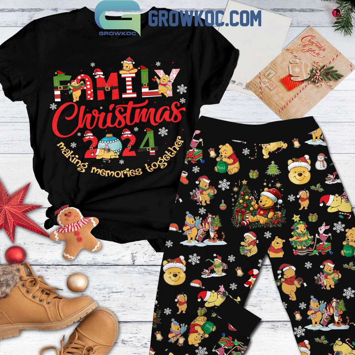Winnie The Pooh Family Christmas Making Memories Together Fleece Pajamas Set 1 U1etj