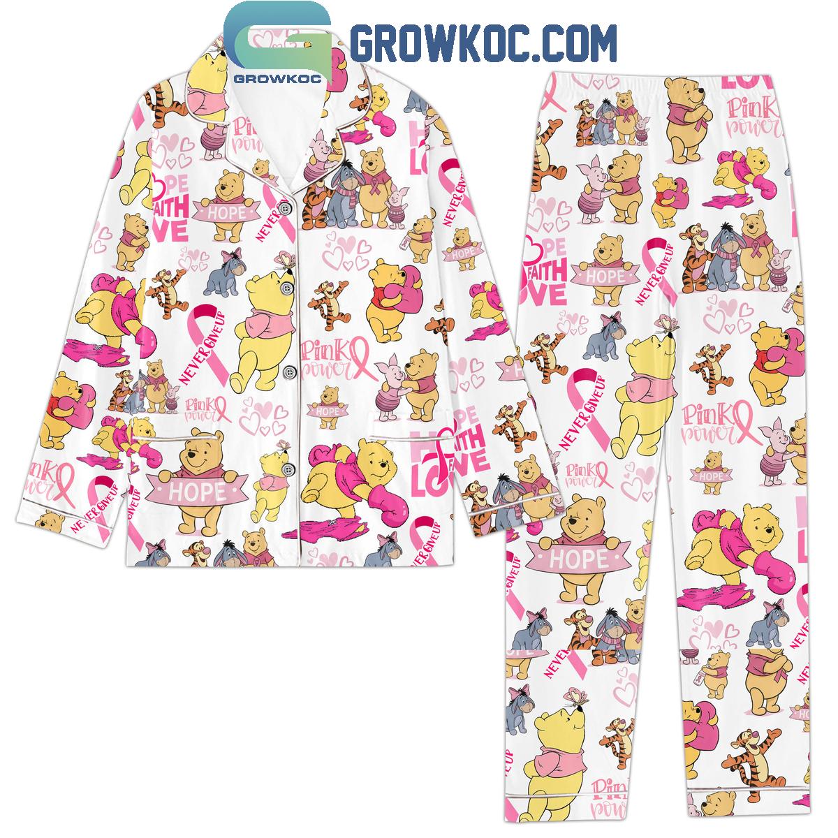 Winnie The Pooh Fight Breast Cancer Awareness Pajamas Set 1 GAOko