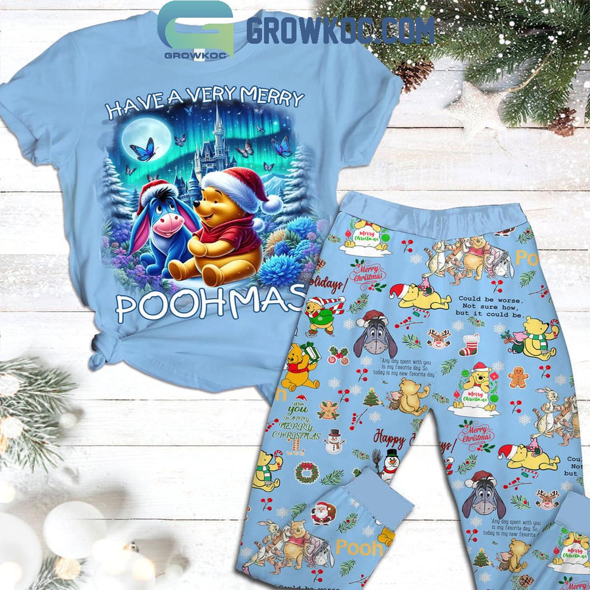 Winnie The Pooh Have A Very Merry Poohmas Christmas Fleece Pajamas Set 1 IIFKh