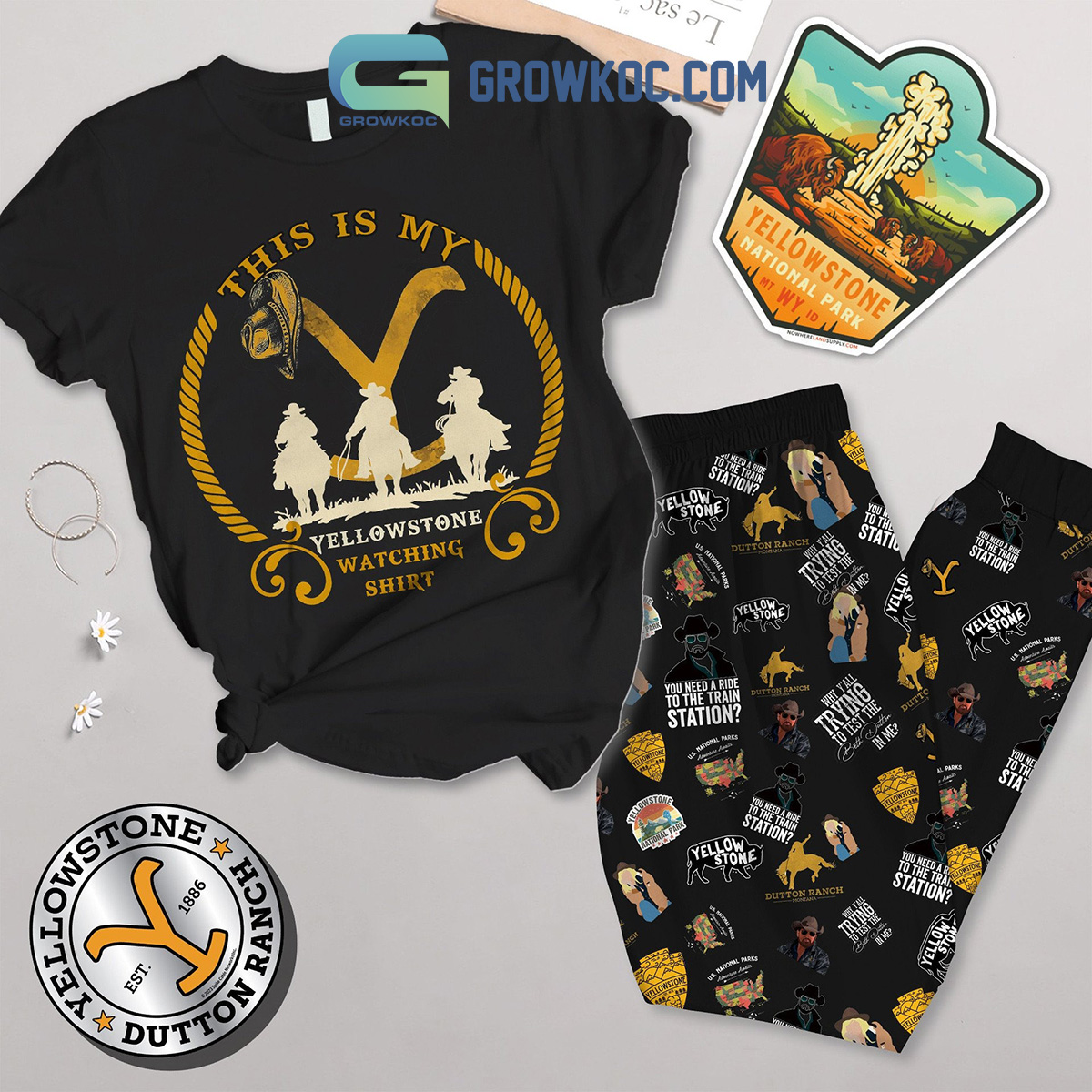 Yellowstone This Is My Christmas Watching 2024 Fleece Pajamas Set2B1 8ft4h