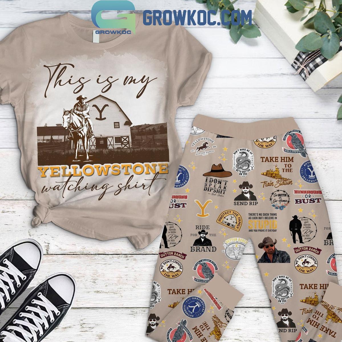 Yellowstone This Is My Watching Shirt All Night Fleece Pajamas Set 1 EJqa6