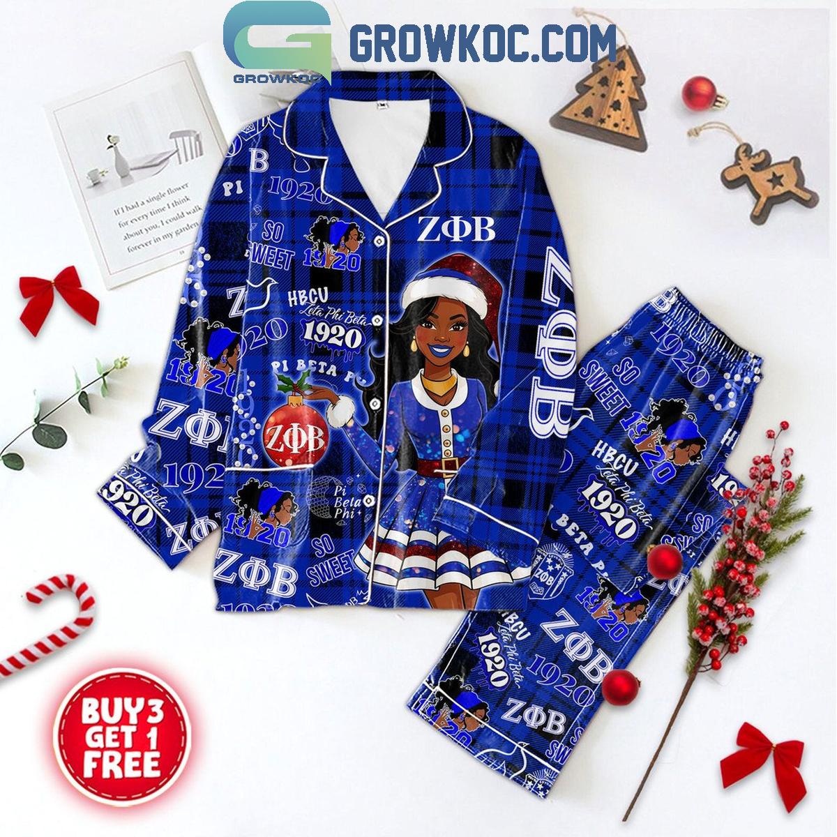 Zeta Phi Beta Christmas Confident Fierce Queen Polyester Pajamas Set 1 hoCOv