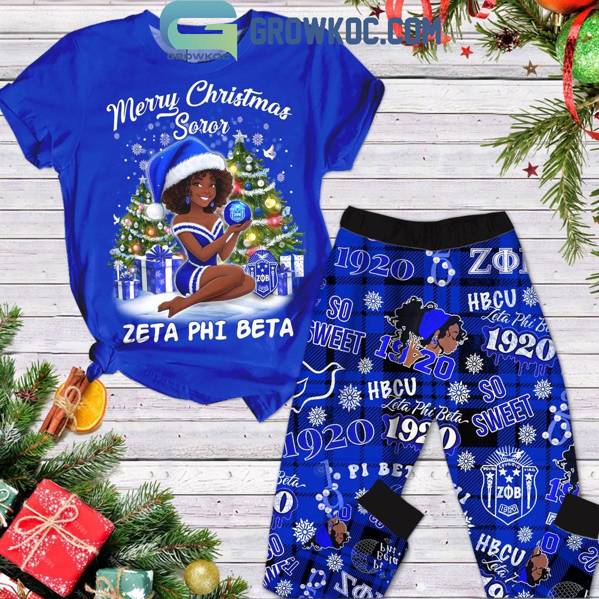 Zeta Phi Beta Merry Christmas Soror 2024 Fleece Pajamas Set 1 mBSOv