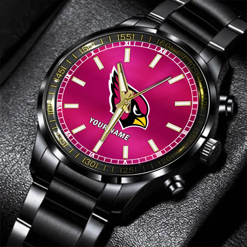 arizona cardinals nfl personalized black hand watch gifts for fans lvvnh