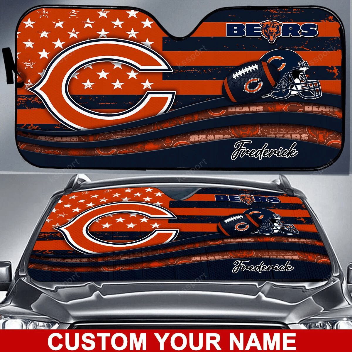 chicago bears personalized auto sun shade bg05 eo8x1