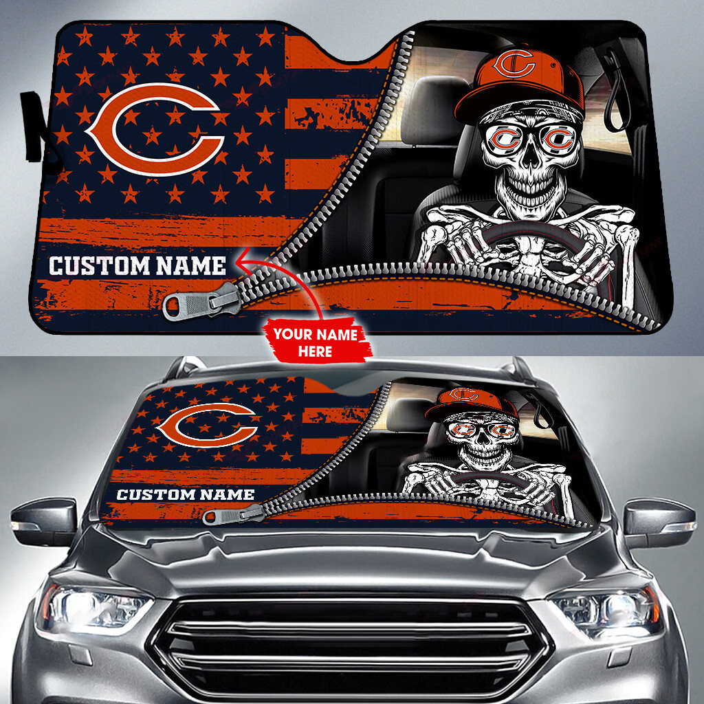 chicago bears personalized auto sun shade bg67 bw2xp