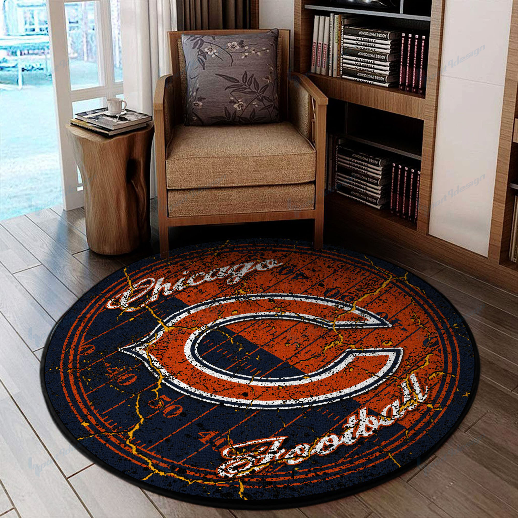 chicago bears round rug 59 rkk4j
