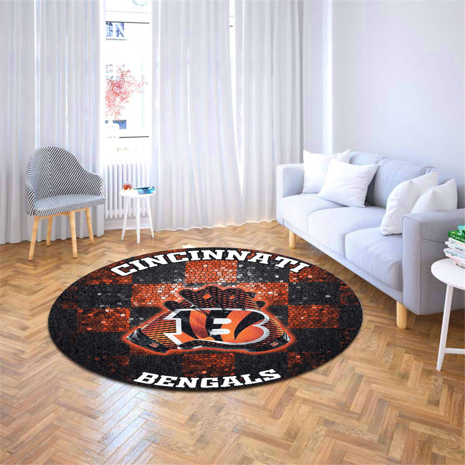 cincinnati bengals round rug 160 t9nxo