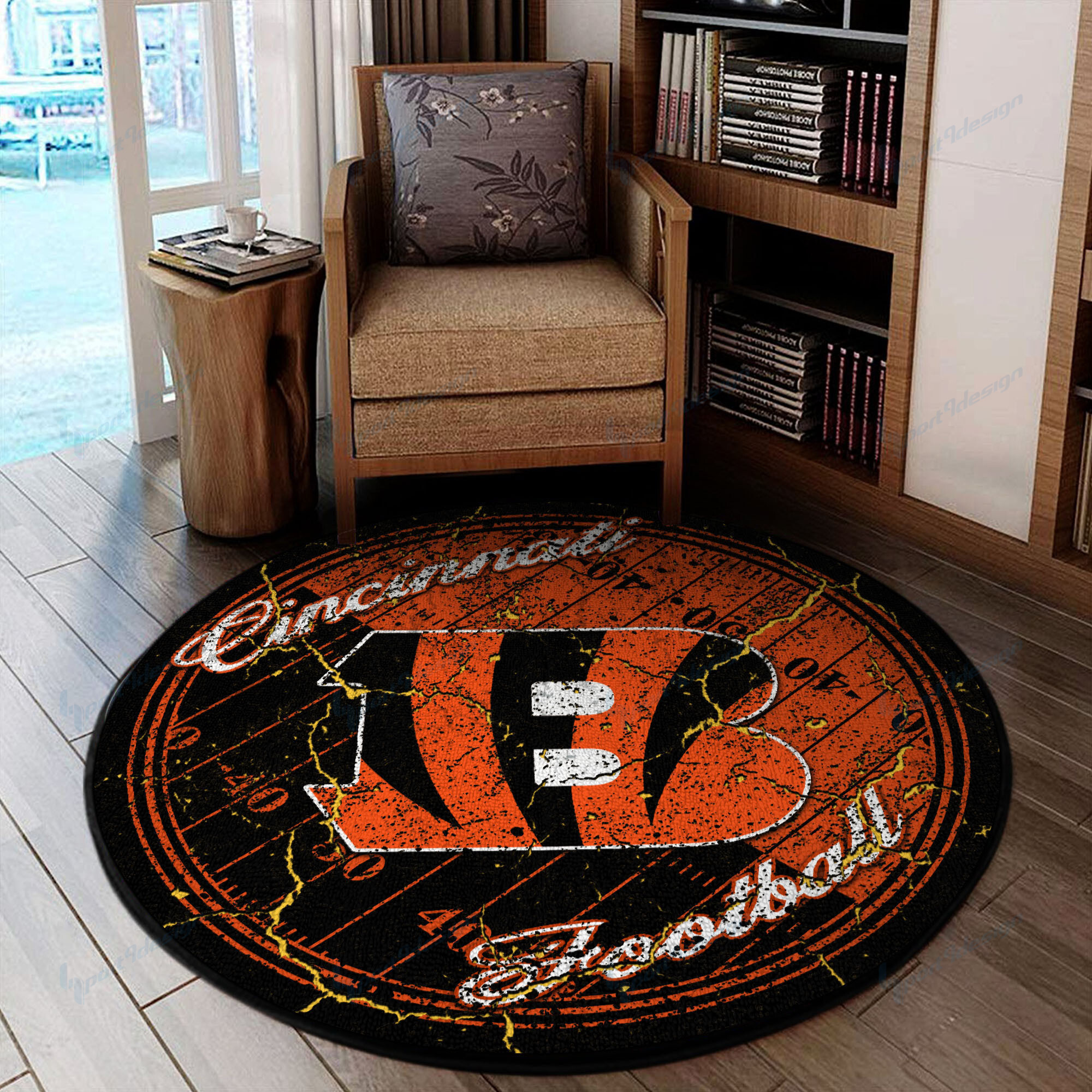 cincinnati bengals round rug 60 6do2i
