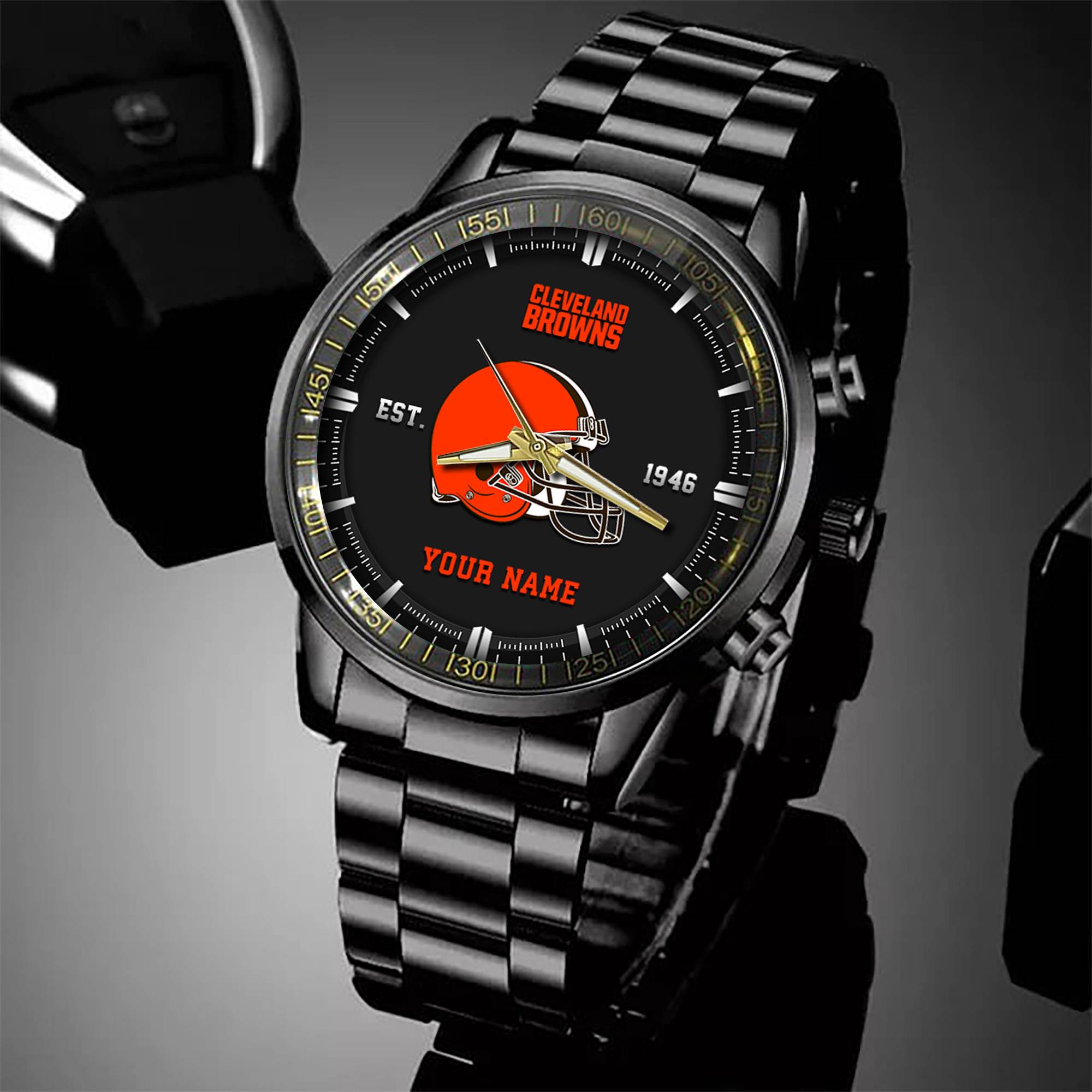 cleveland browns black fashion watch custom your name sport black fashion watch football fan gifts black fashion watch custom your name sport black fashion watch football fan gifts ehivm 57648 fw3zq