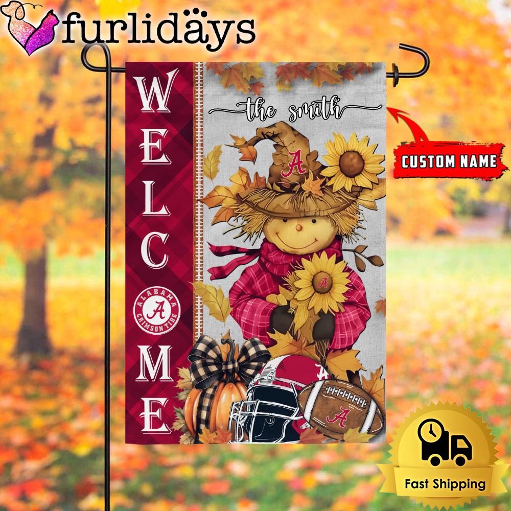 custom name ncaa alabama crimson tide football fall scarecrows garden flag2651