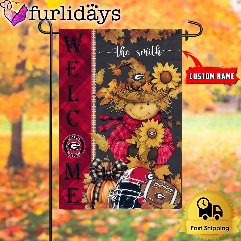 custom name ncaa georgia bulldogs football fall scarecrows garden flag8450