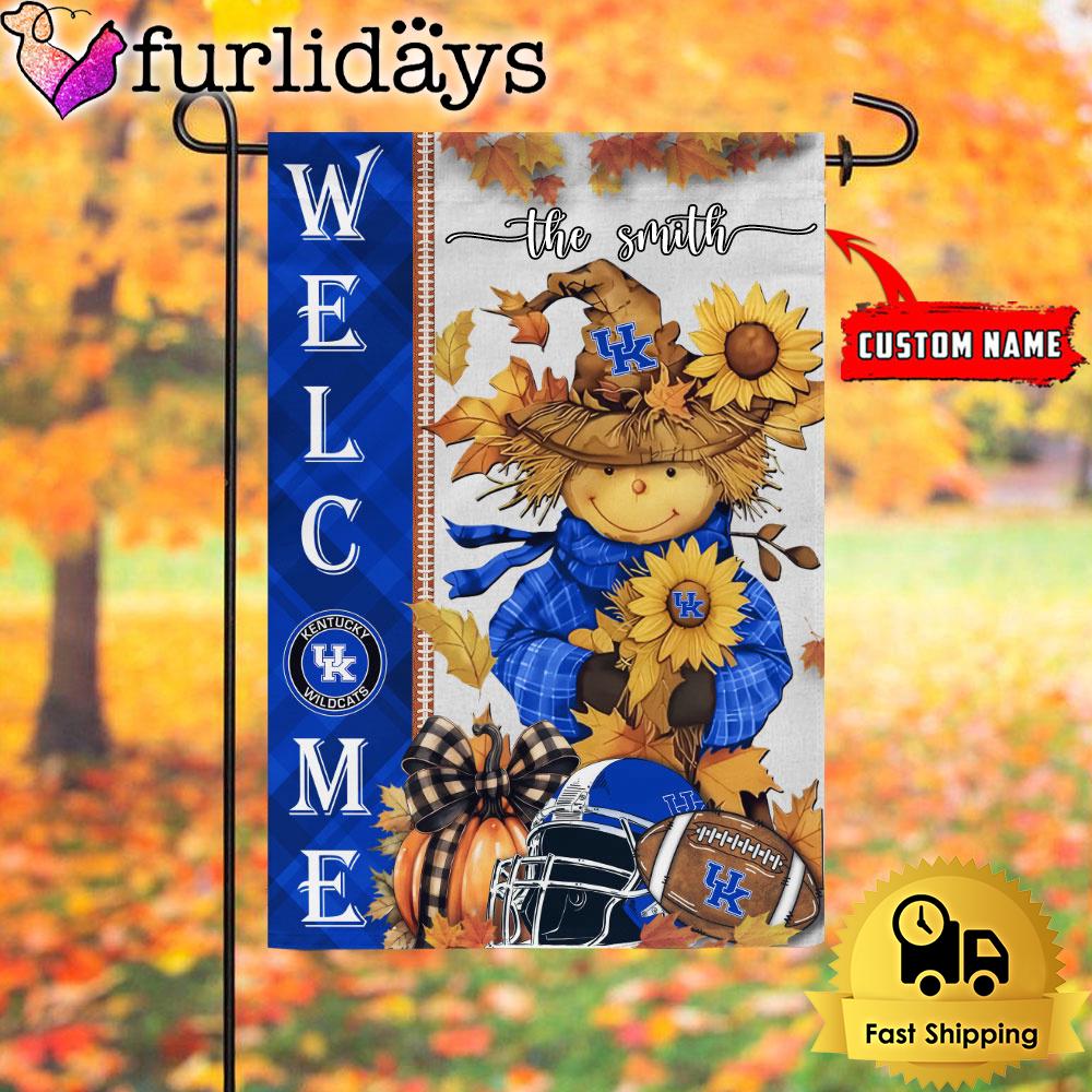custom name ncaa kentucky wildcats football fall scarecrows garden flag3897