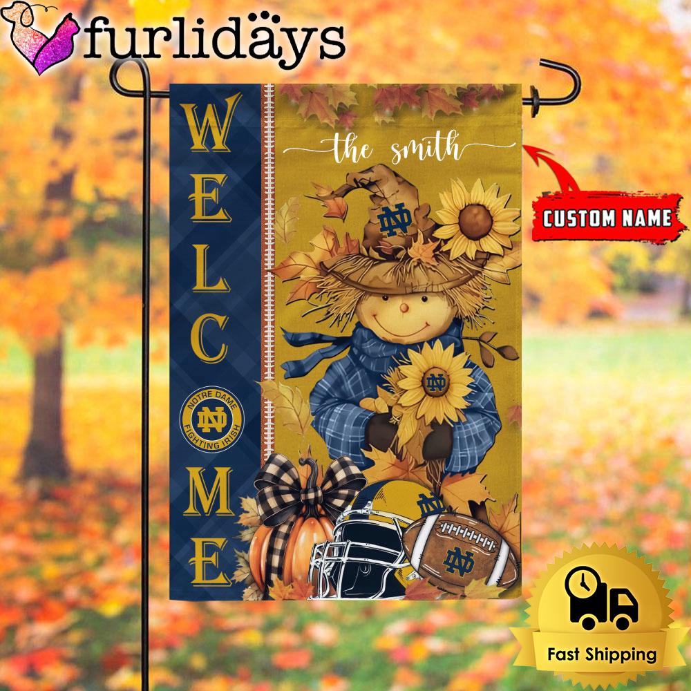 custom name ncaa notre dame fighting irish football fall scarecrows garden flag1725