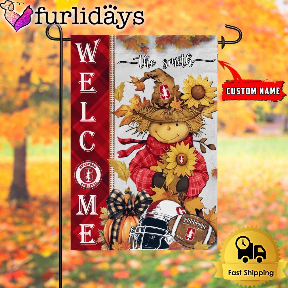 custom name ncaa stanford cardinal football fall scarecrows garden flag4597