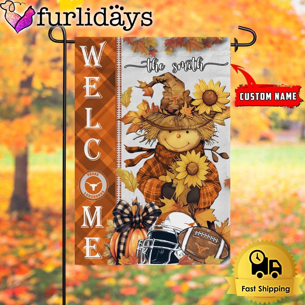 custom name ncaa texas longhorns football fall scarecrows garden flag1315