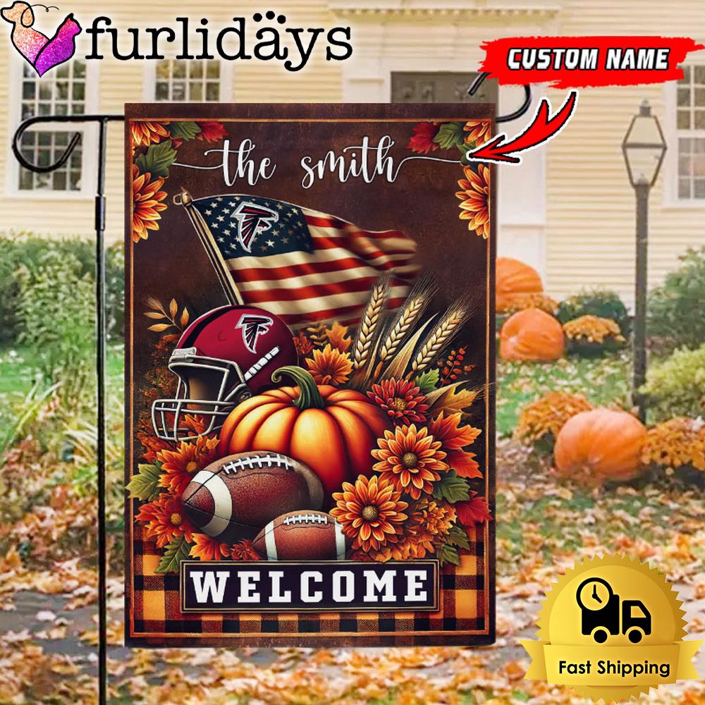 custom name nfl atlanta falcons football fall pumpkim garden flag5611
