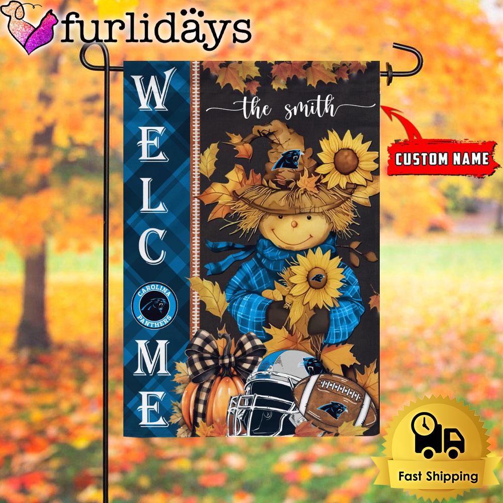 custom name nfl carolina panthers football fall scarecrows garden flag4951