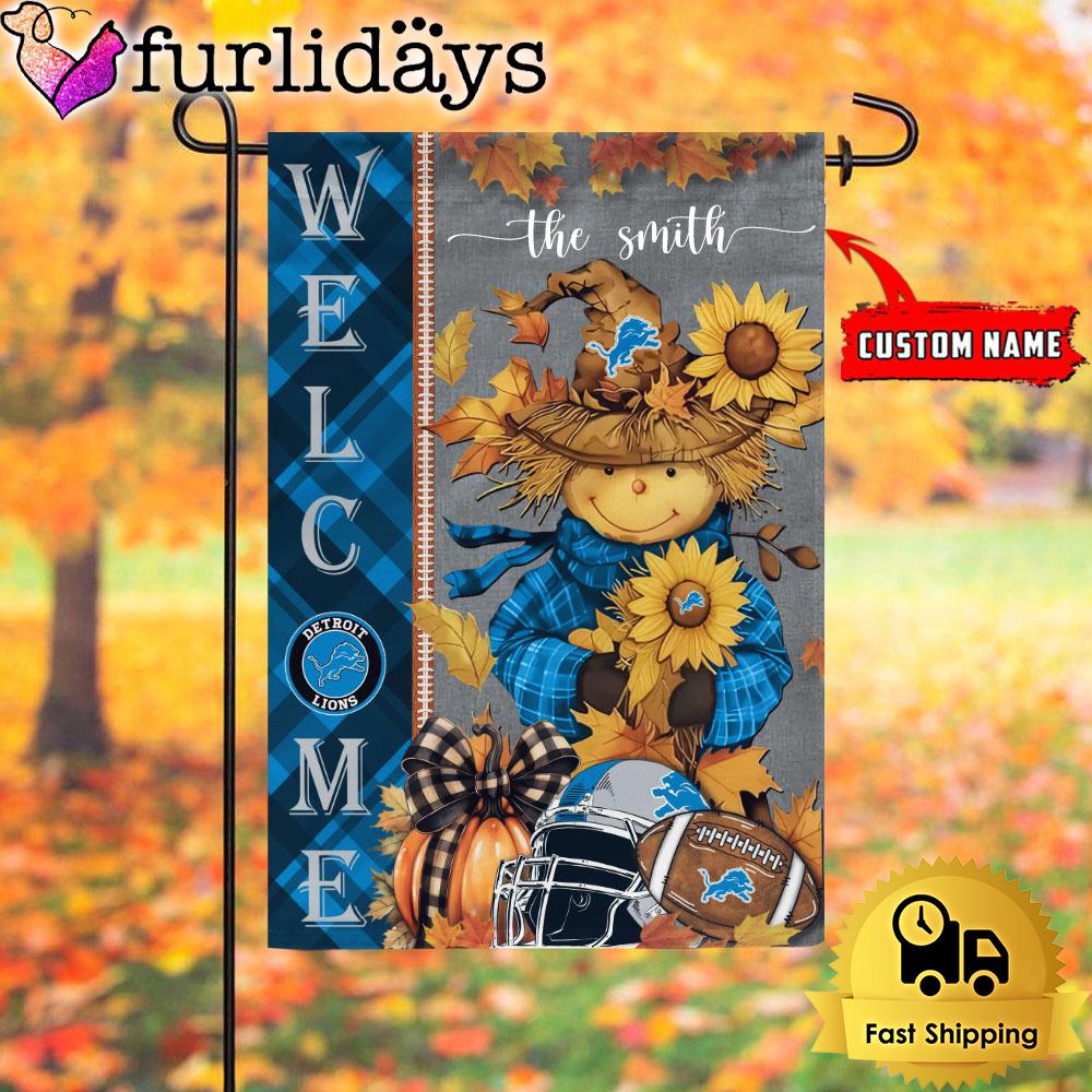 custom name nfl detroit lions football fall scarecrows garden flag7557