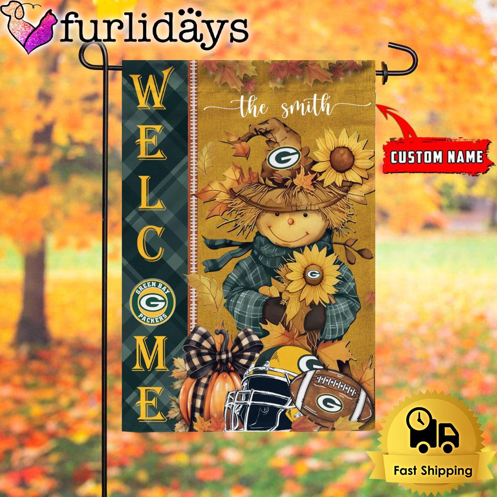 custom name nfl green bay packers football fall scarecrows garden flag1667