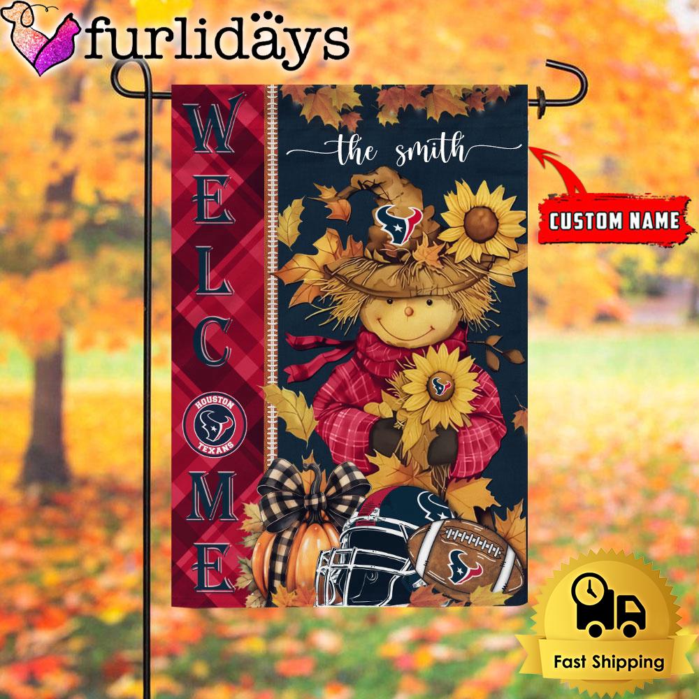 custom name nfl houston texans football fall scarecrows garden flag4214