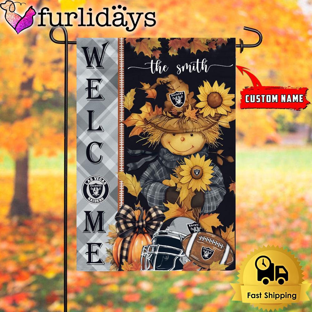 custom name nfl las vegas raiders football fall scarecrows garden flag5833