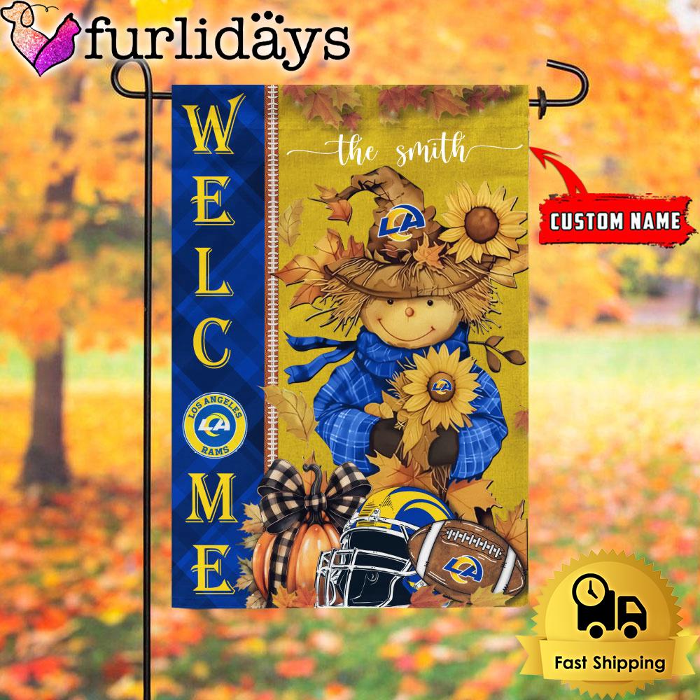 custom name nfl los angeles rams football fall scarecrows garden flag9329