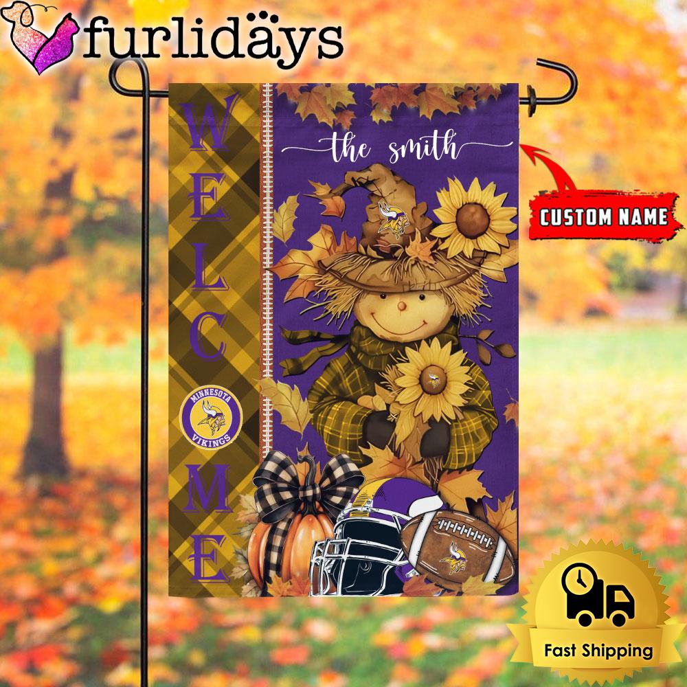 custom name nfl minnesota vikings football fall scarecrows garden flag5403