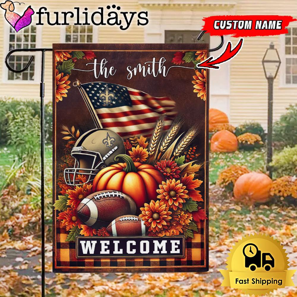 custom name nfl new orleans saints football fall pumpkim garden flag3088
