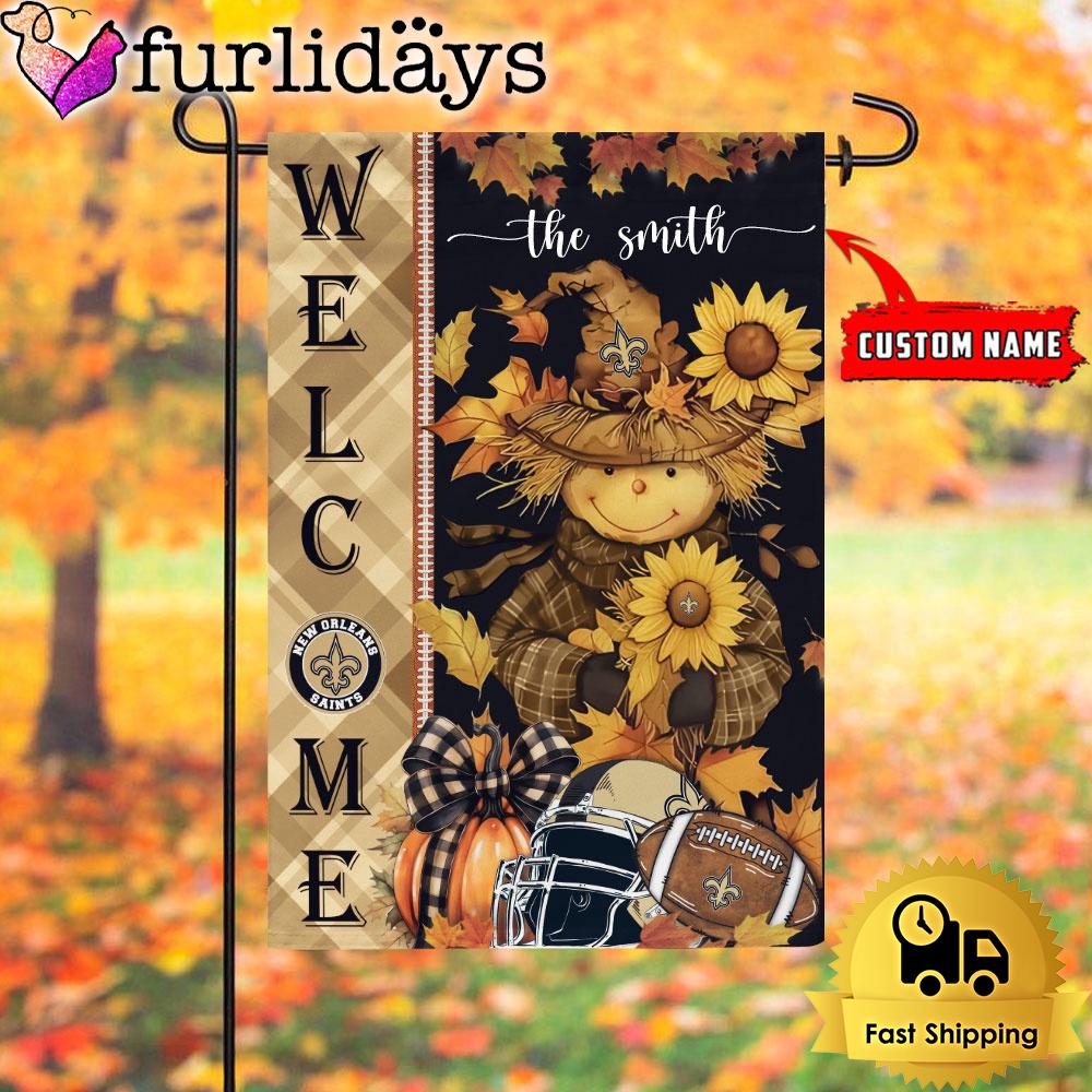 custom name nfl new orleans saints football fall scarecrows garden flag7092