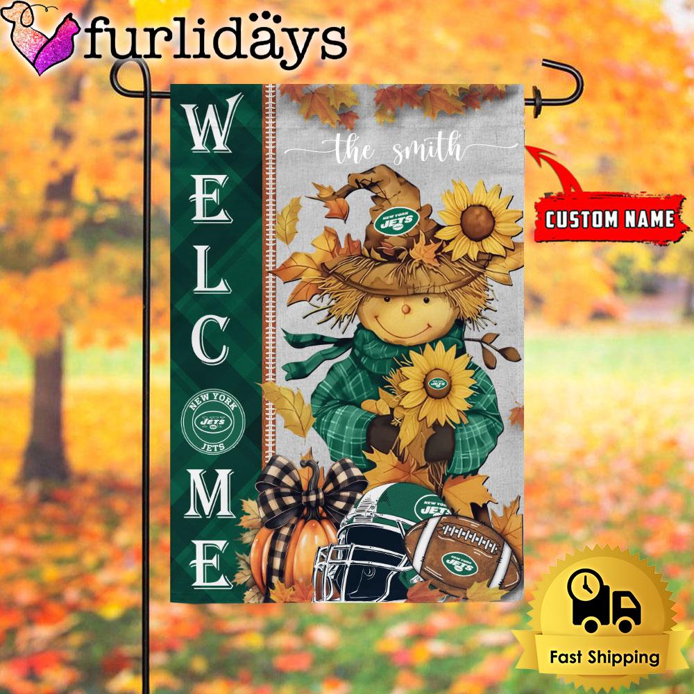 custom name nfl new york jets football fall scarecrows garden flag2781