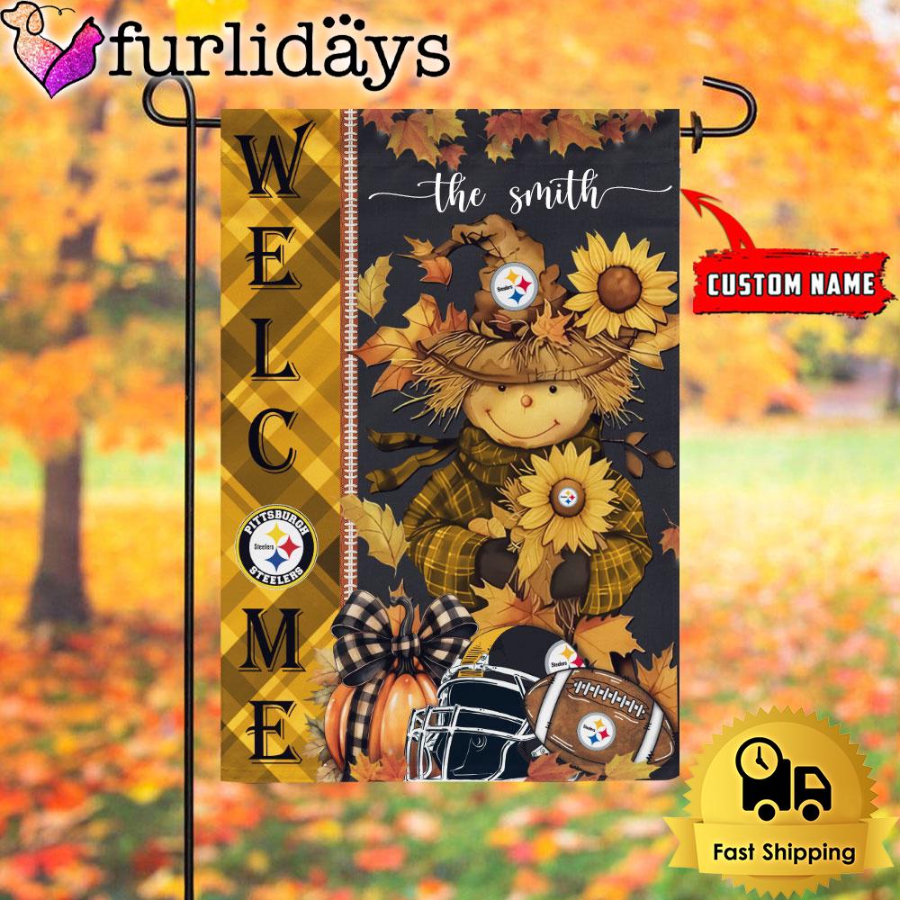 custom name nfl pittsburgh steelers football fall scarecrows garden flag5311
