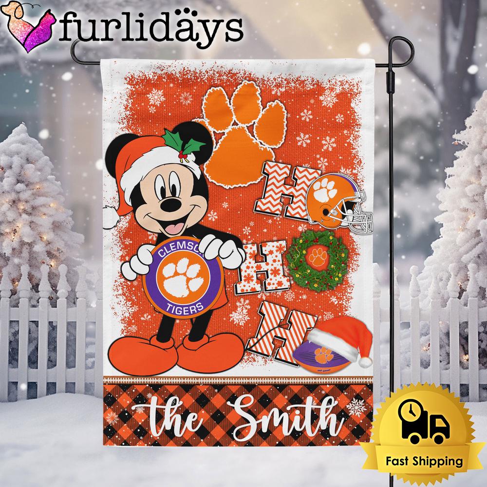 custom ncaa clemson tigers mickey hohoho christmas garden flag2693