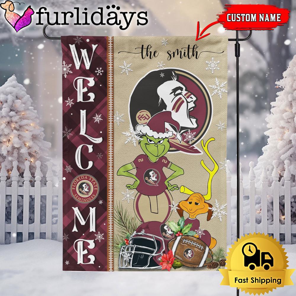 custom ncaa florida state seminoles football grinch christmas welcome garden flag6818