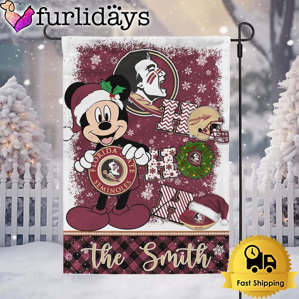 custom ncaa florida state seminoles mickey hohoho christmas garden flag9535