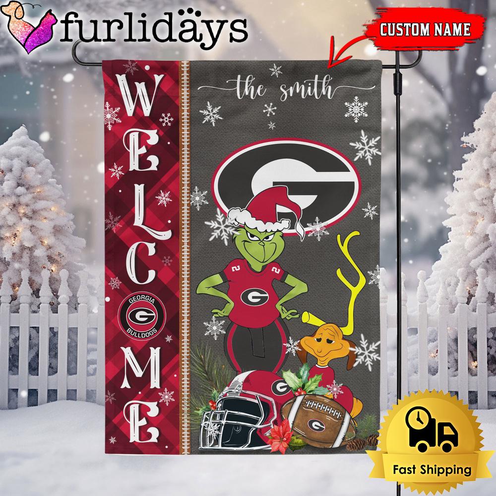 custom ncaa georgia bulldogs football grinch christmas welcome garden flag5537