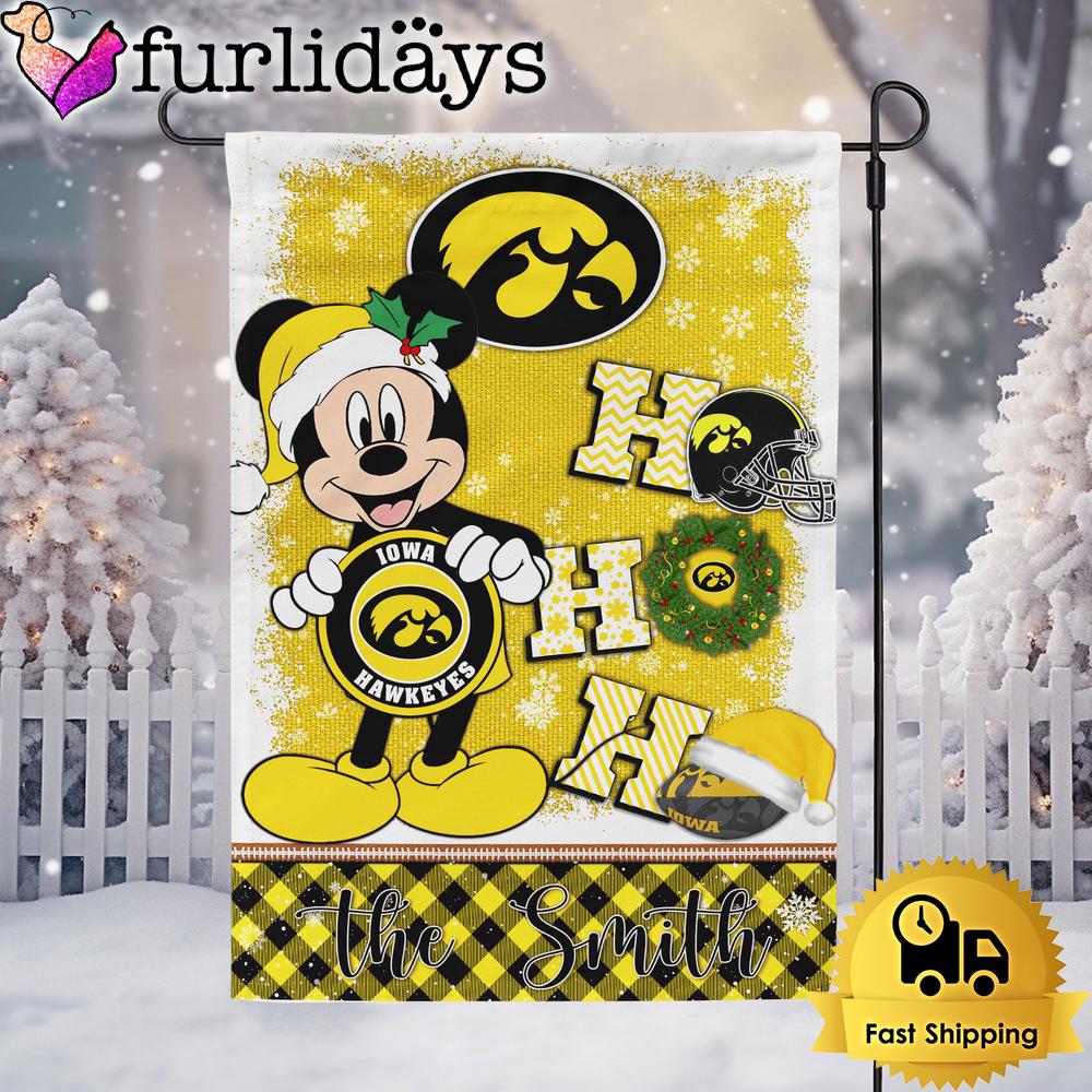 custom ncaa iowa hawkeyes mickey hohoho christmas garden flag6005