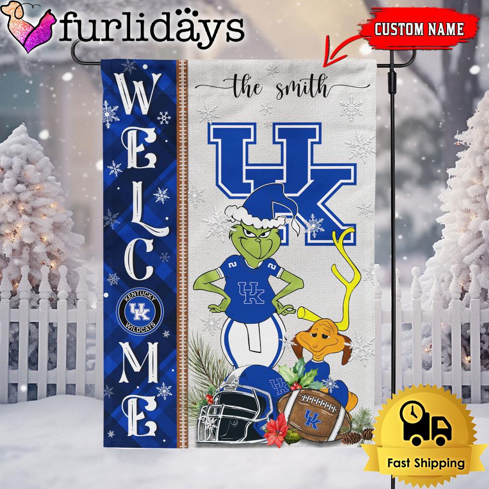 custom ncaa kentucky wildcats football grinch christmas welcome garden flag4499