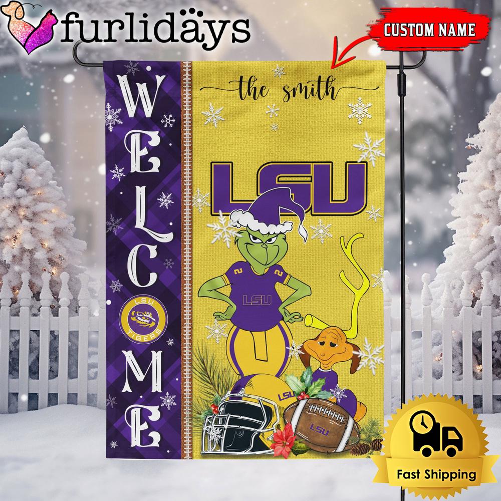 custom ncaa lsu tigers football grinch christmas welcome garden flag4164